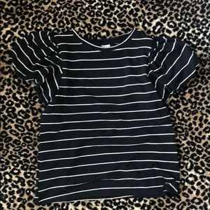 Balloon sleeve striped tee